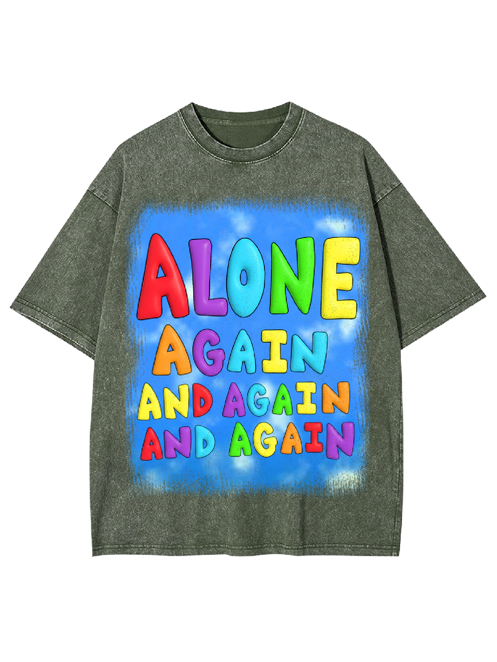Alone again and again and again Washed Tshirt