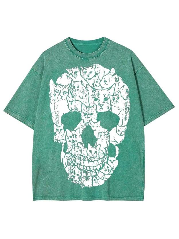 Cats Of The Skull Washed Tshirt
