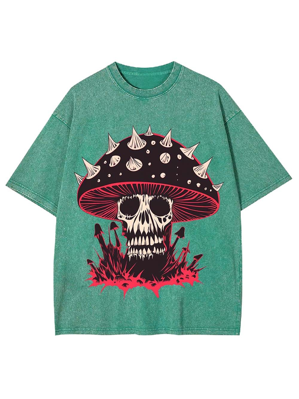 Punk Mushroom Skull Washed Tshirt