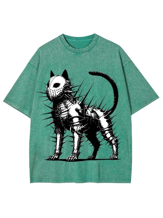 Armored Spiked Cat Washed Tshirt