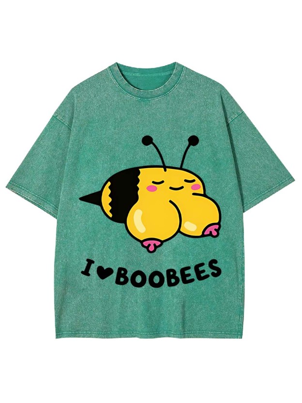 I Love Boobees Washed Tshirt