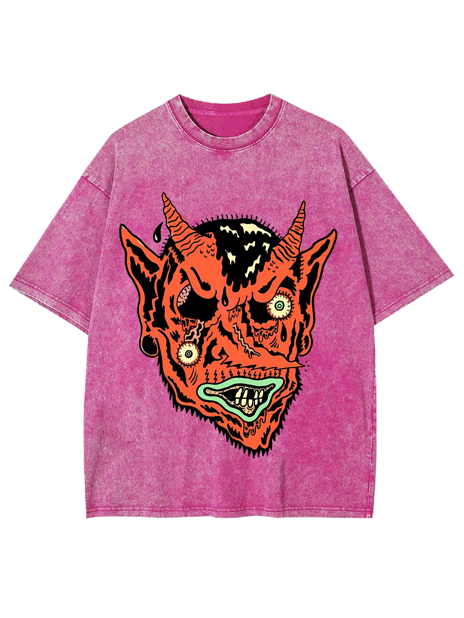 Distorted Demon Face Washed Tshirt