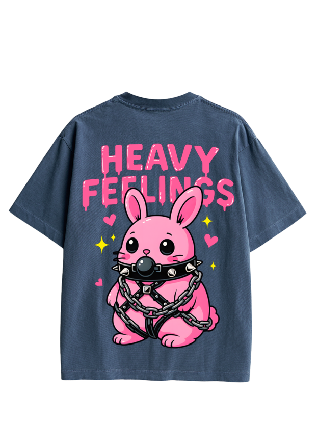 HEAVY FEELINGS Double Sided Print Washed TShirt
