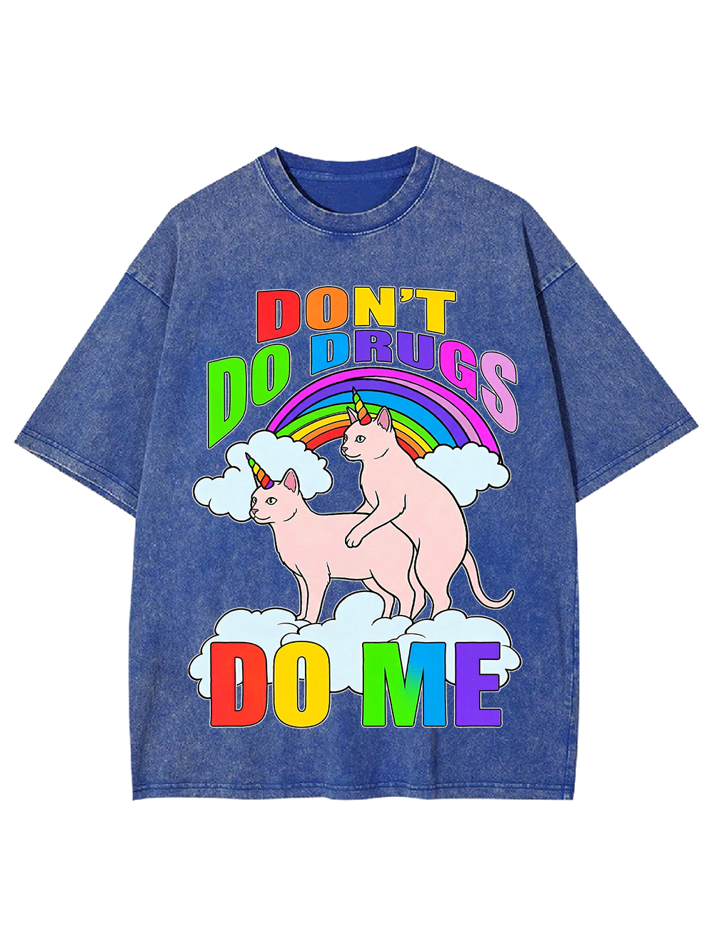 Unicorns Behaving Badly Cat Washed Tshirt