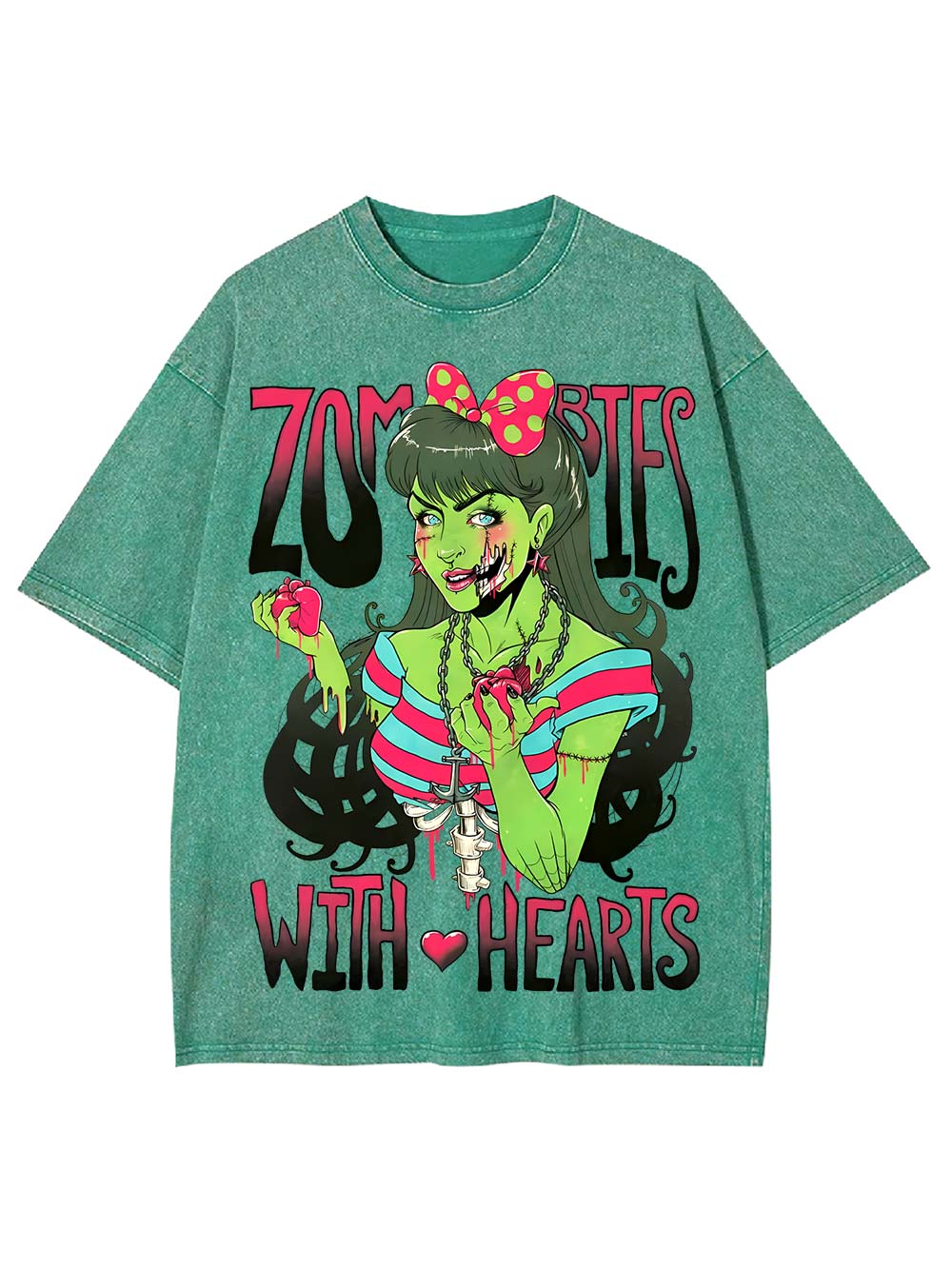 Zombies With Hearts Washed Tshirt