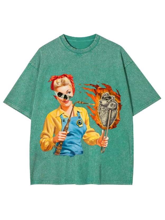 Burning Heart Washed Tshirt