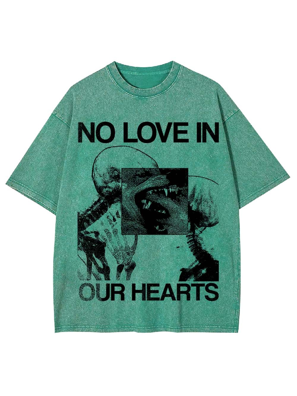 No Love In Our Hearts Washed Tshirt-ClassyOutlaw Sale