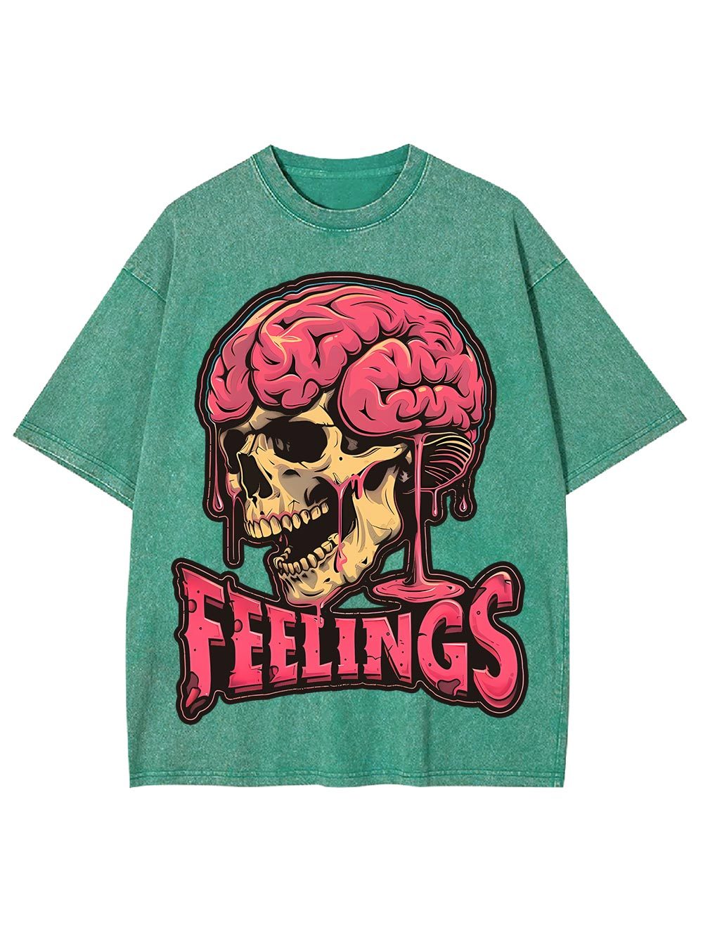 Brain Feelings Washed Tshirt-ClassyOutlaw Sale