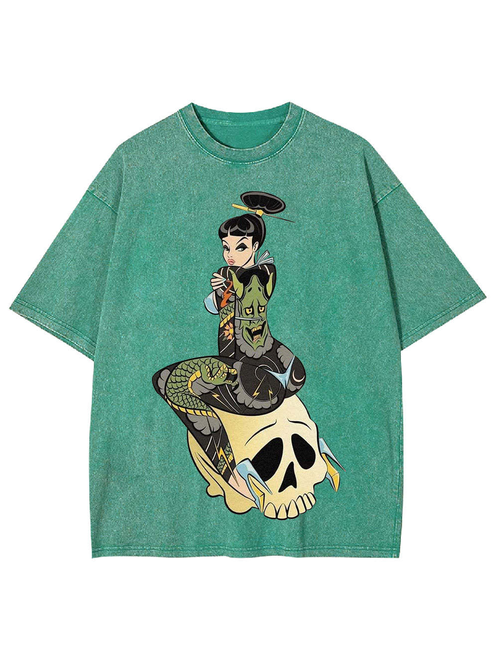 Tattoo And Skull Washed Tshirt