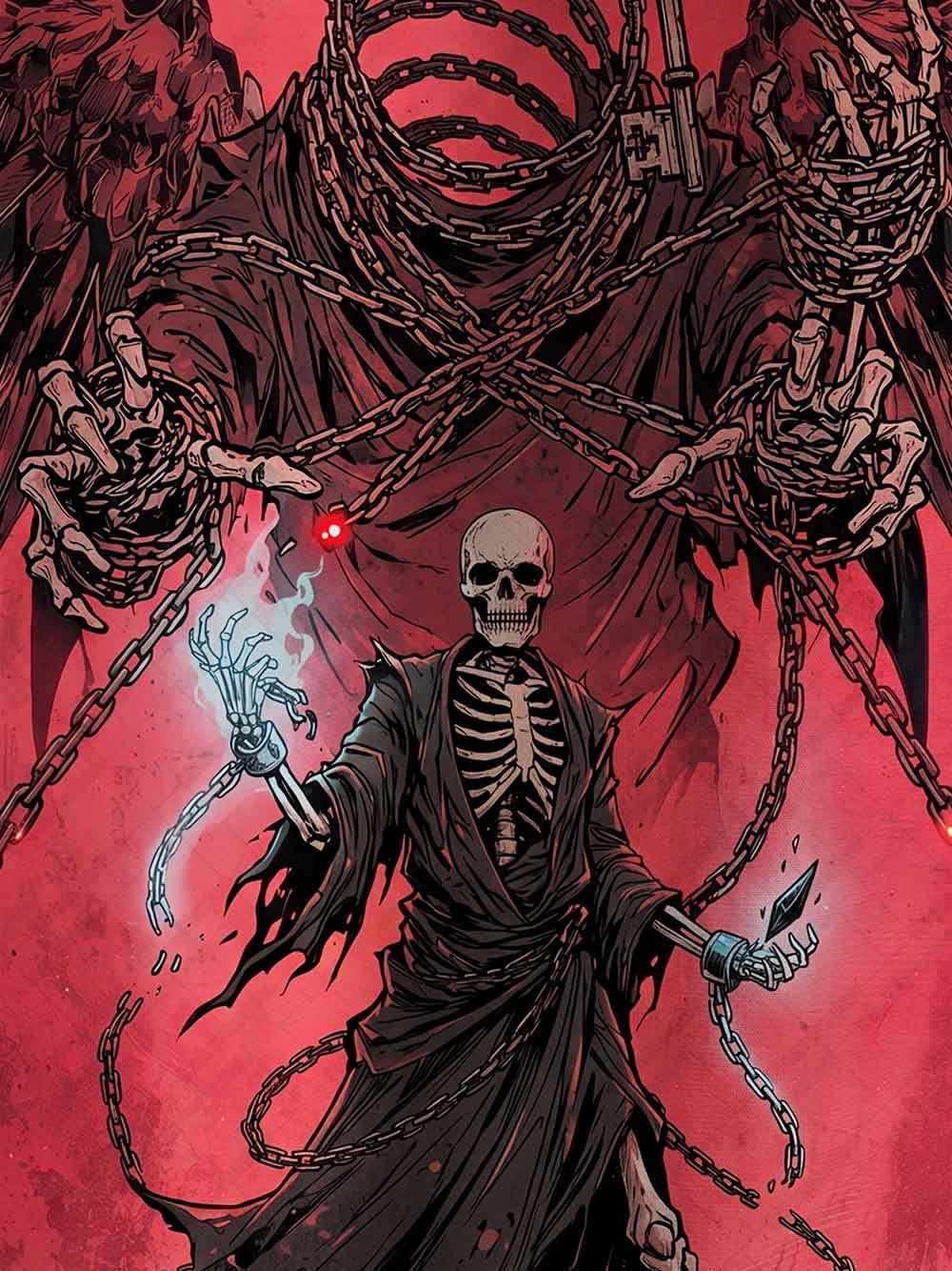 BLOOD WINGS SKELETON REAPER ECO OVERSIZED GRAPHIC TEES
