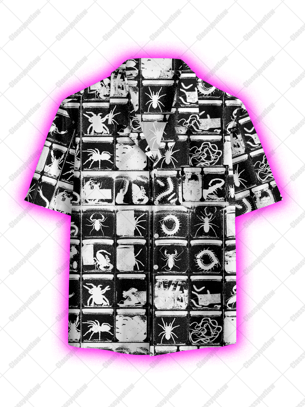 CREEPY CRAWLER GRID BUTTON UP POCKET SHIRT