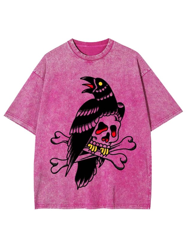 Skull Crossbones Graphic Washed Tshirt