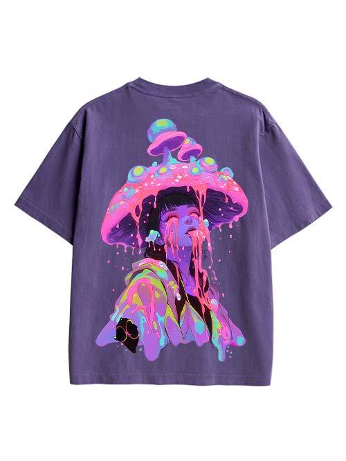 Mushroom Double Sided Print Washed TShirt