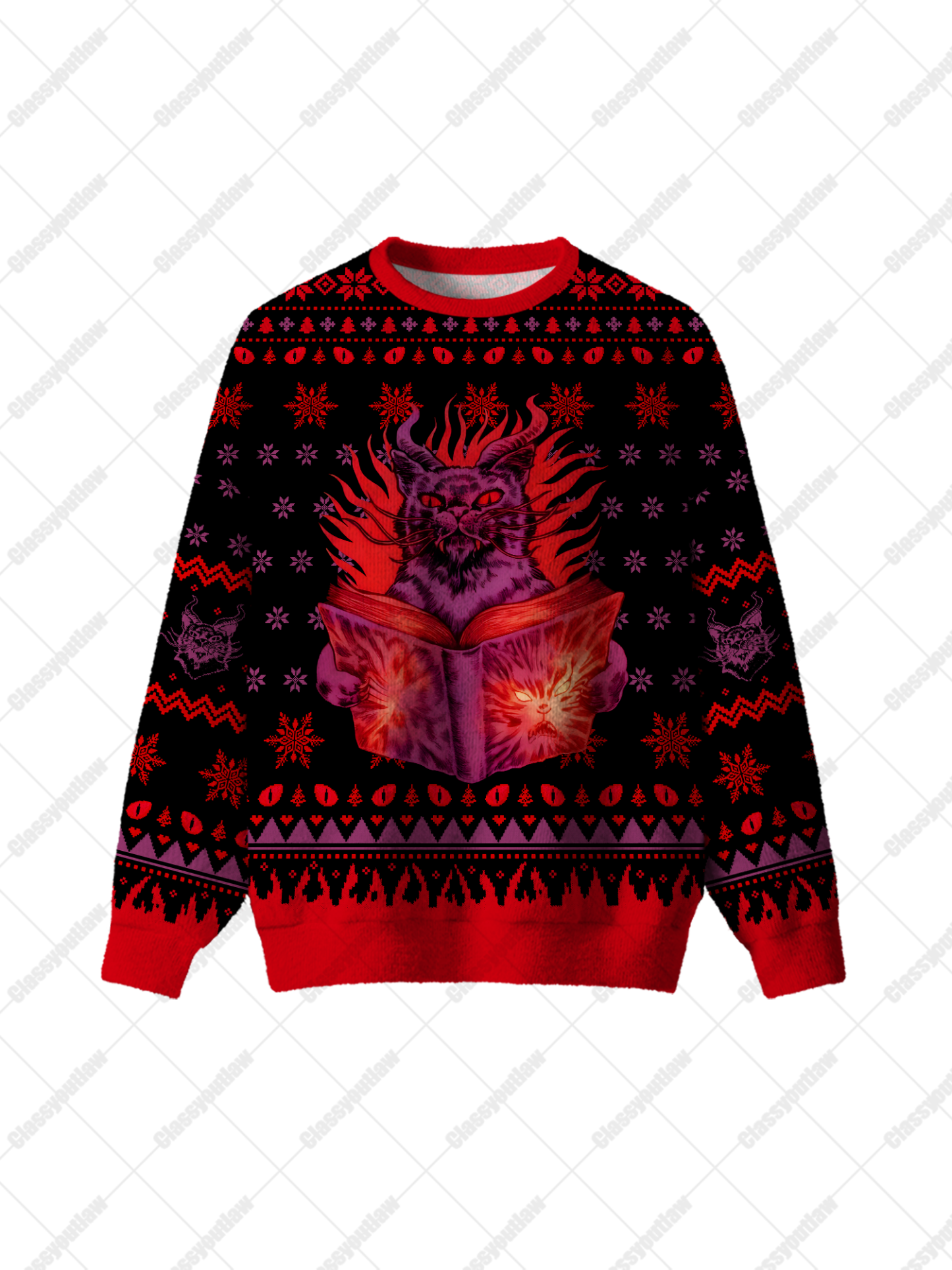 Witchy Cat UGLY CHRISTMAS SWEATSHIRT-ClassyOutlaw Sale