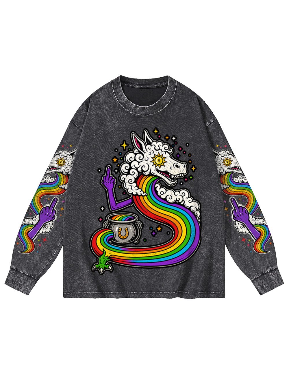 CLOUD MONSTER WASHED LONG-SLEEVE GRAPHIC TSHIRT