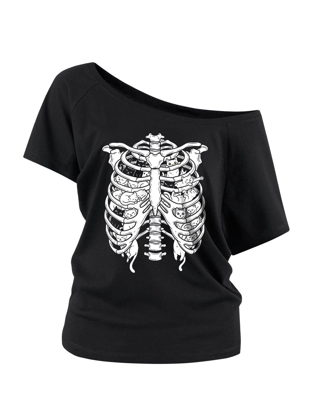 INSIDE CAT OFF SHOULDER TSHIRT