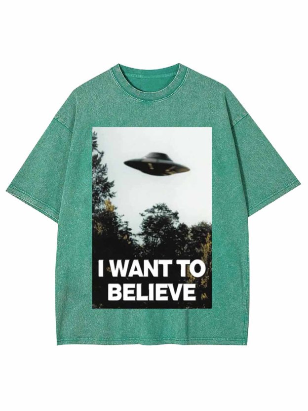 I WANT TO BELIEVE WASHED TSHIRT
