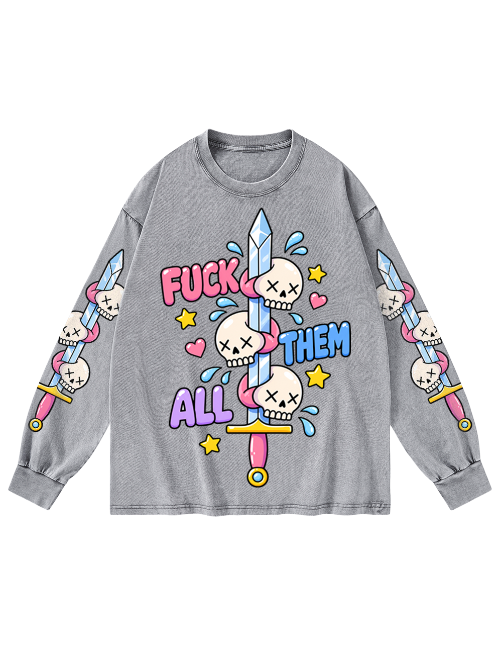 PASTEL REVENGE WASHED LONG-SLEEVE GRAPHIC TSHIRT