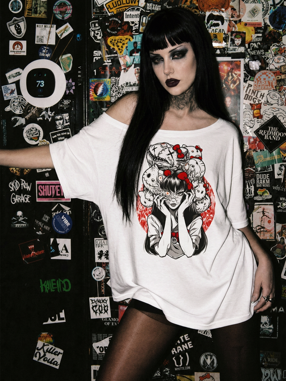 TOMIE AND HELLO KITTY OFF SHOULDER TSHIRT