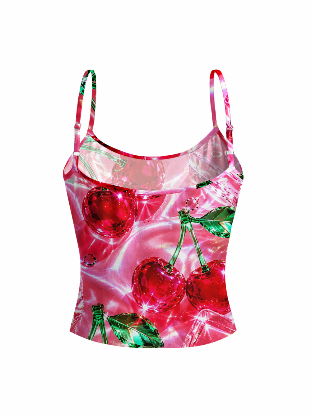 SPARKLING CHERRIES FULL-PRINT SPAGHETTI-STRAP TOP