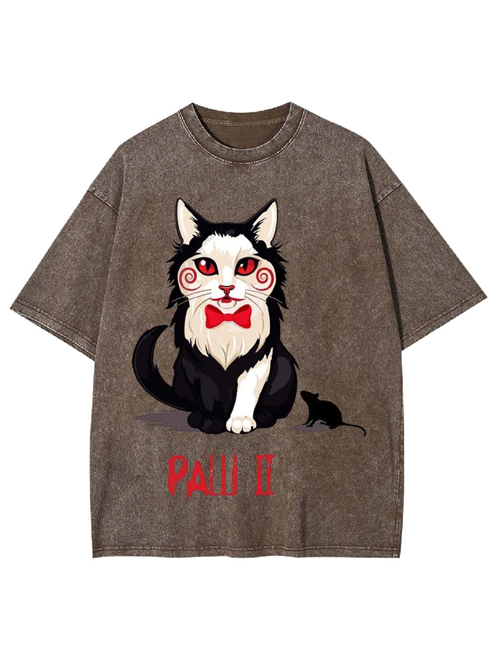 PAW II Black White Cat Washed Tshirt