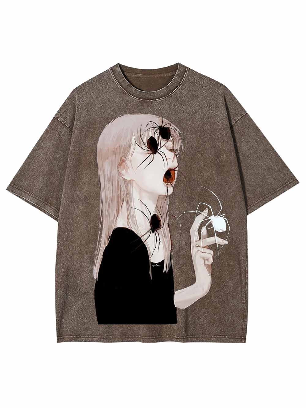Spider Veiled Girl Washed Tshirt