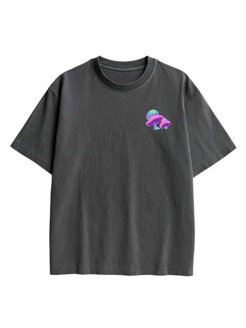 Mushroom Double Sided Print Washed TShirt
