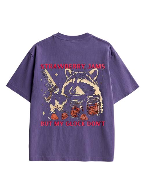 Strawberry Jams But My Glock Don't Double Sided Print Washed TShirt