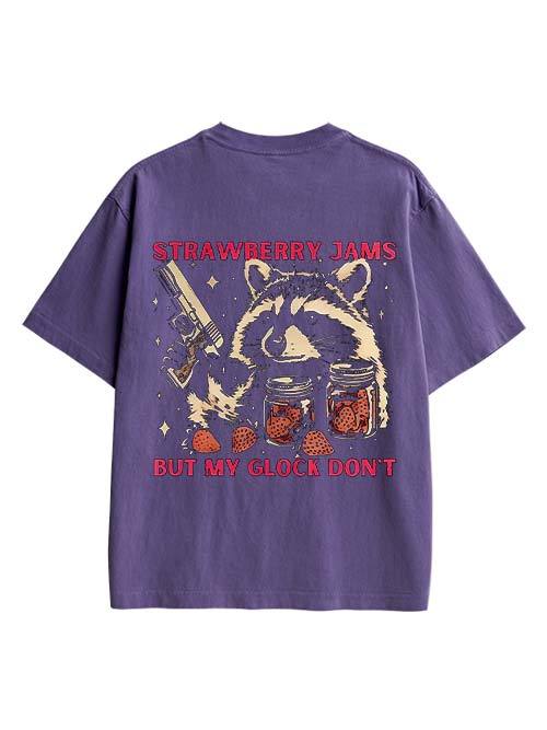 Strawberry Jams But My Glock Don't Double Sided Print Washed TShirt