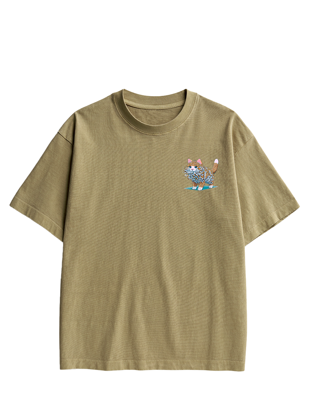 Cigarette Cat Double Sided Print Washed TShirt