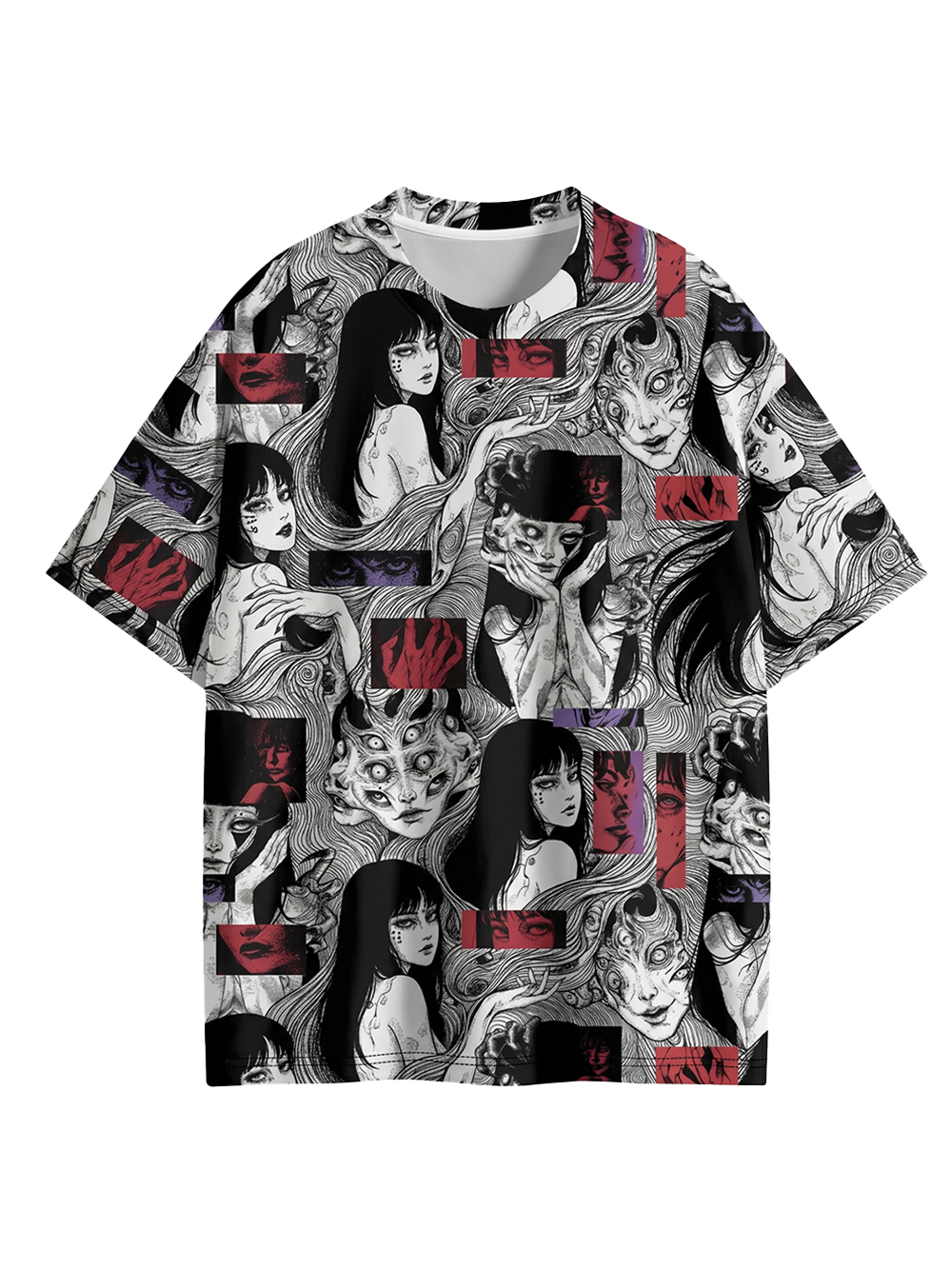 Terrifying Long-Haired Girl Eco Oversized Graphic Tees