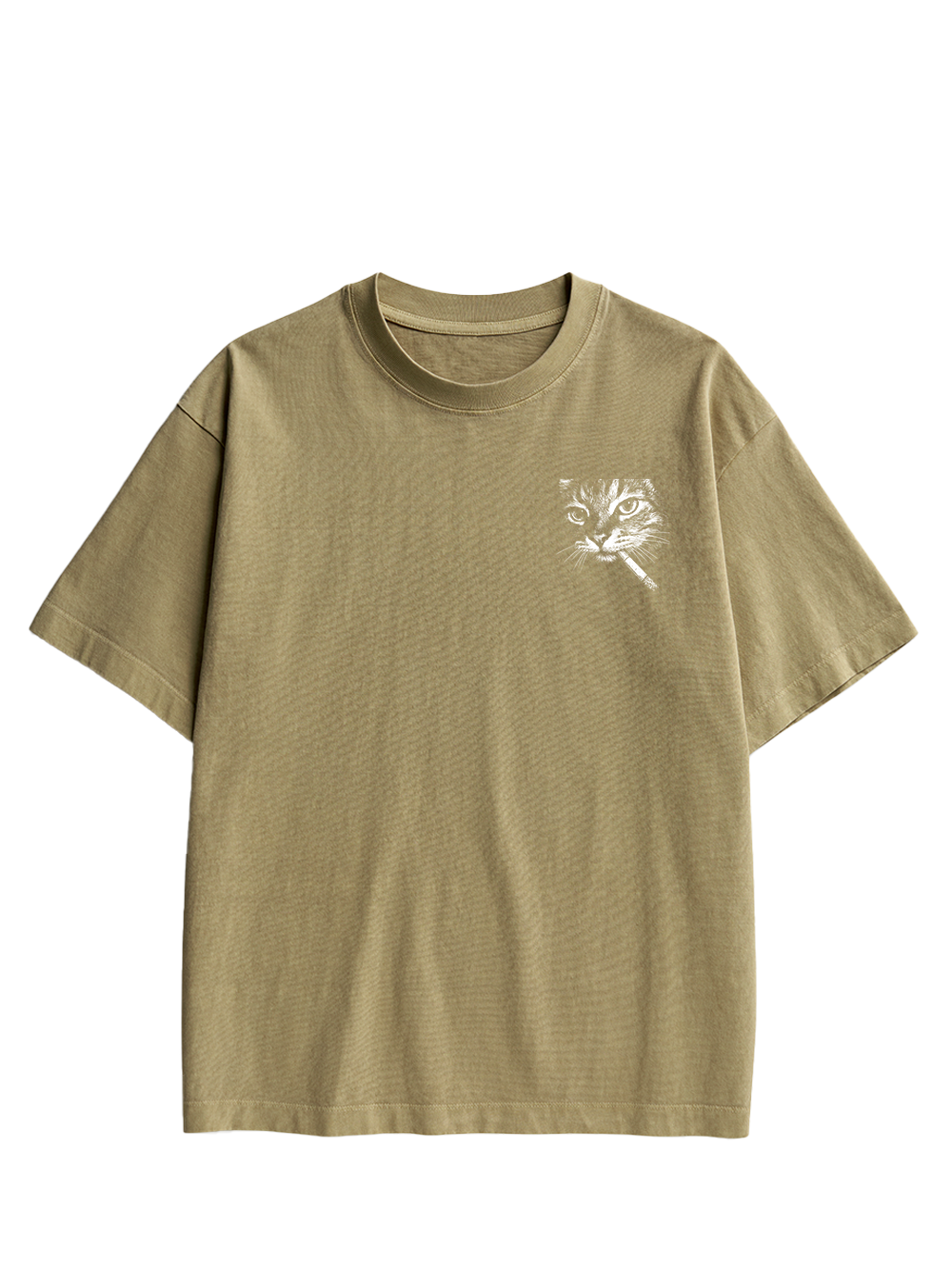 Sad Cat Energy Double Sided Print Washed TShirt