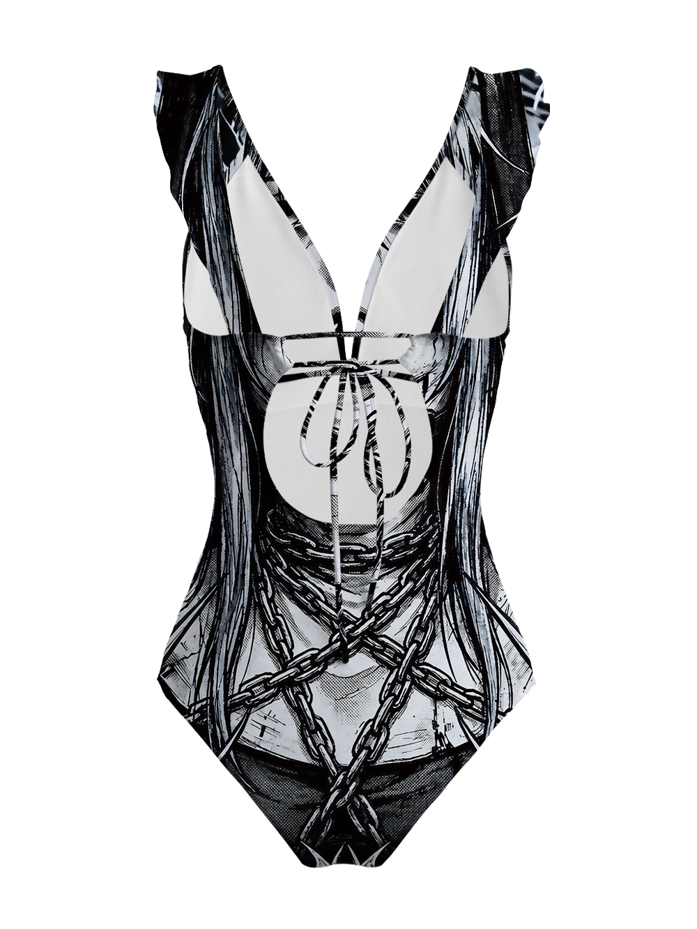 GOTHIC NUN V-NECK ONE PIECE SWIMSUIT