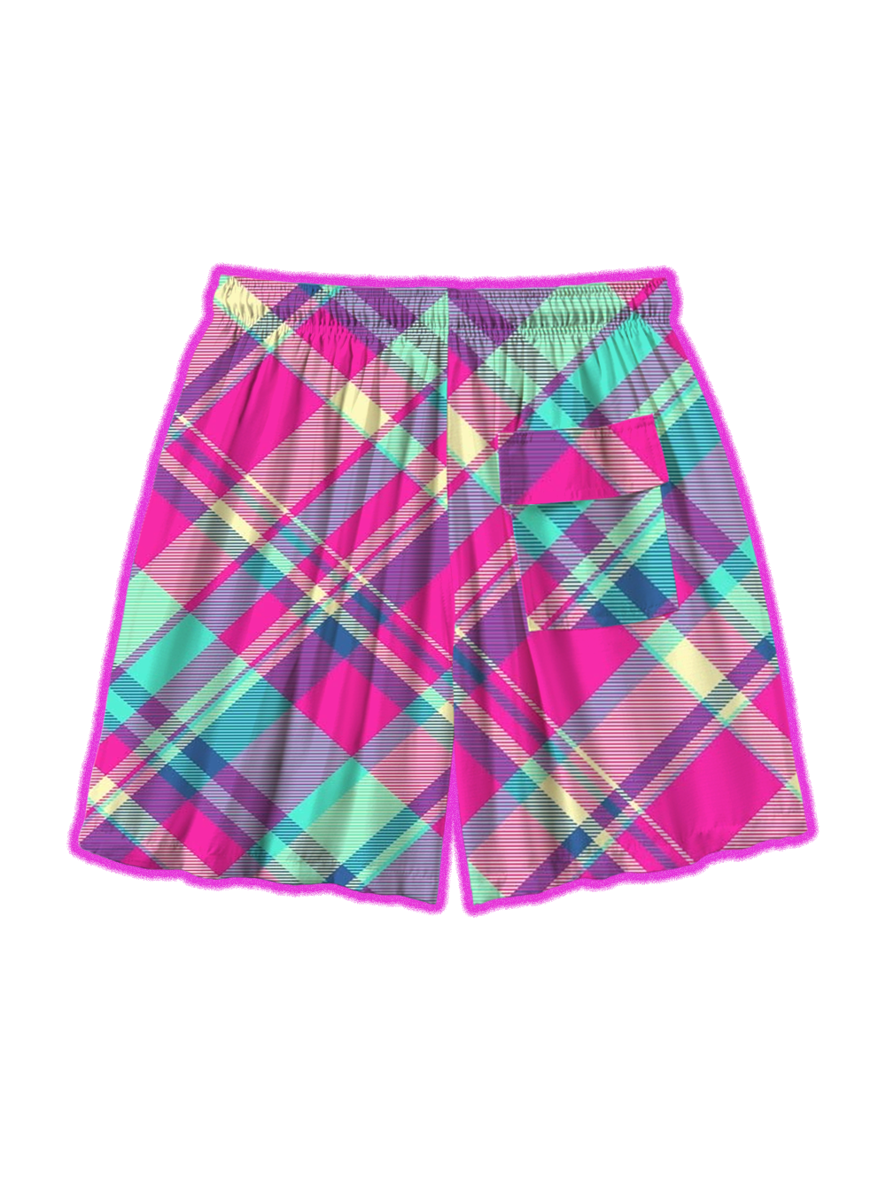 NEON PLAID ALL OVER PRINT SHORTS