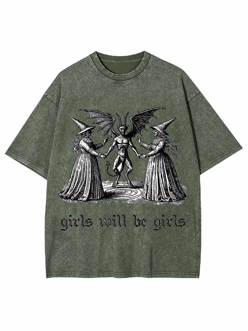 GIRLS WILL BE GIRLS WASHED TSHIRT