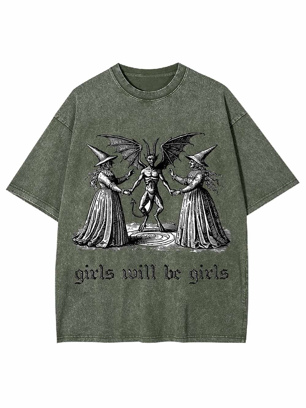 GIRLS WILL BE GIRLS WASHED TSHIRT