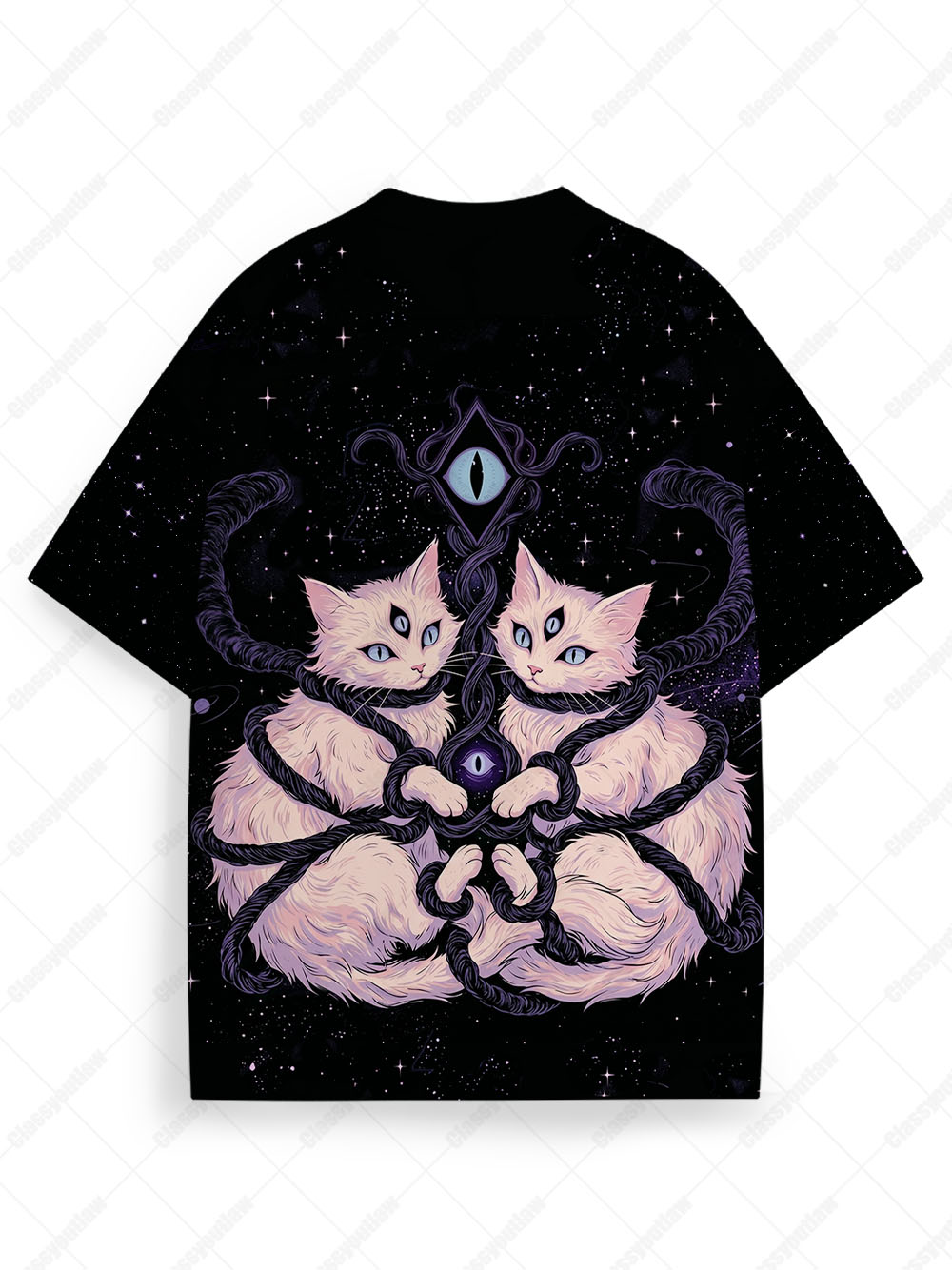 COSMIC TWIN CATS ECO OVERSIZED GRAPHIC TEES