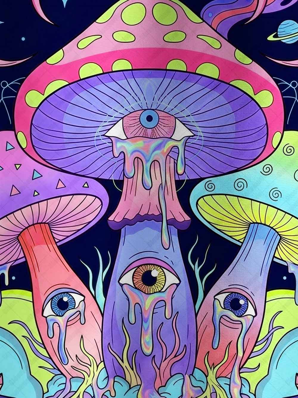 PSYCHEDELIC MUSHROOM REALMS ECO OVERSIZED GRAPHIC TEES