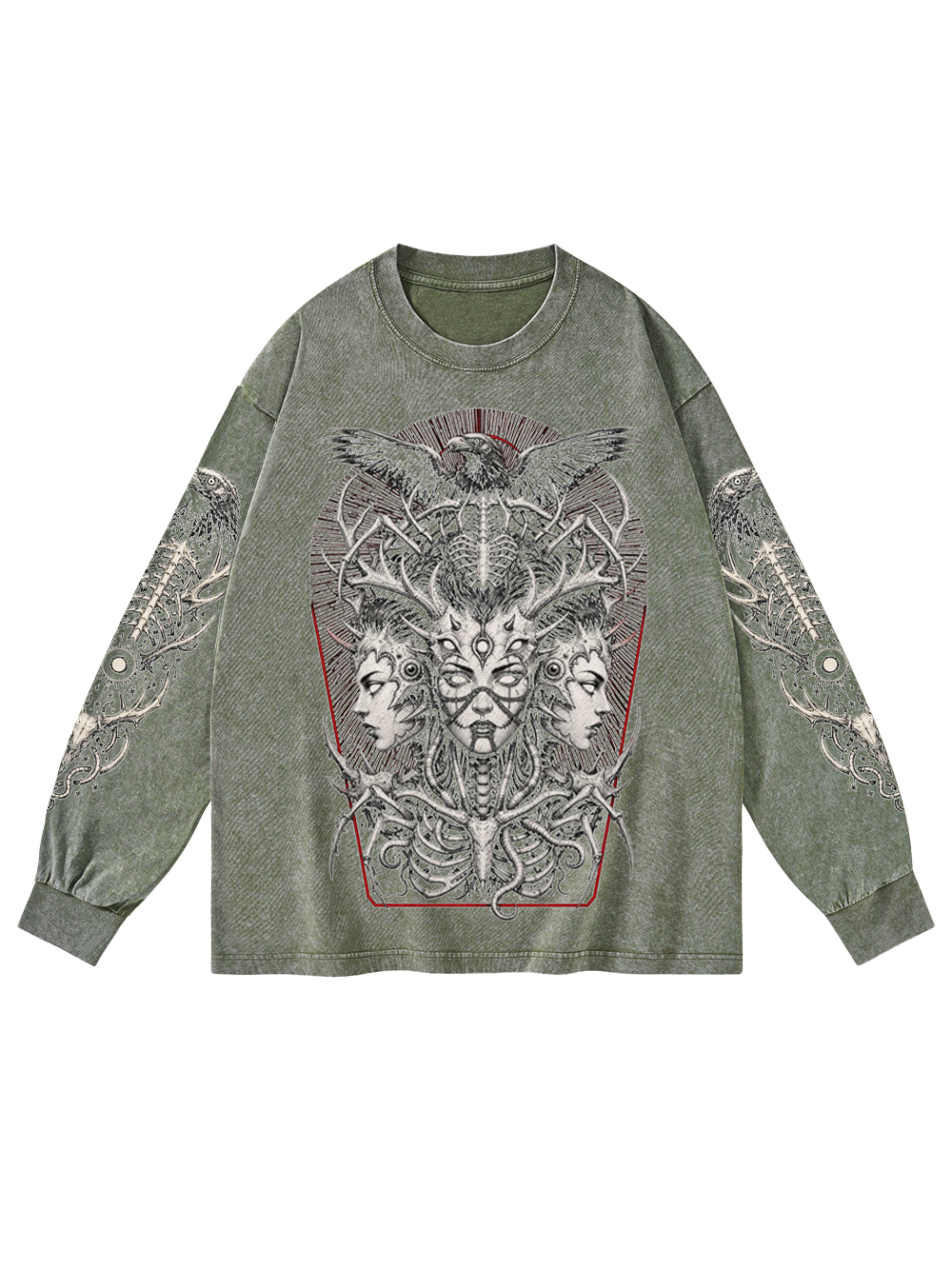 DARK GODDESS WASHED LONG-SLEEVE GRAPHIC TSHIRT