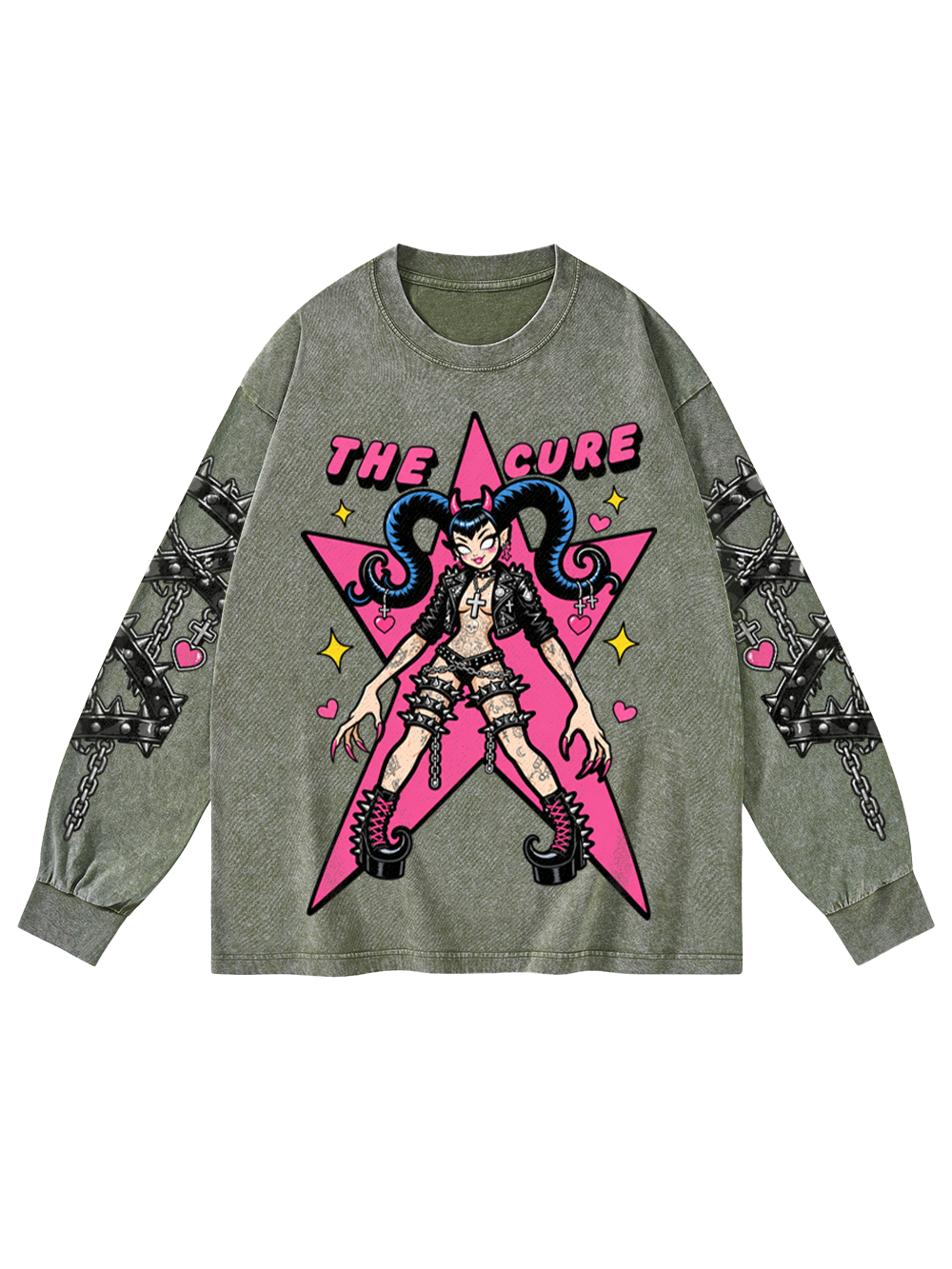 PUNK DEVIL WASHED LONG-SLEEVE GRAPHIC TSHIRT