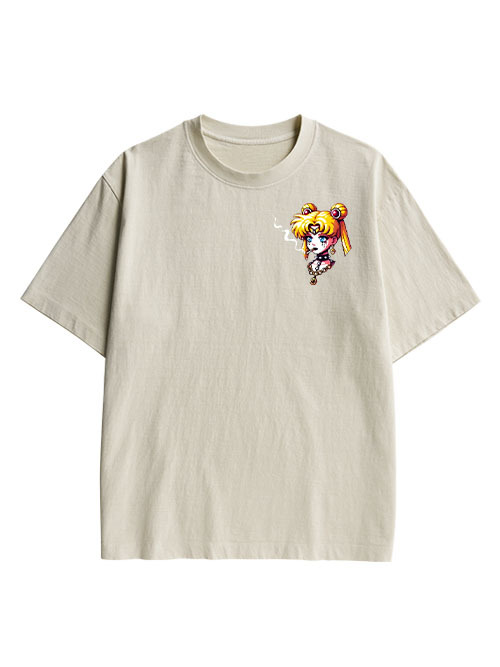 Punk Moon Double Sided Print Washed T-Shirt