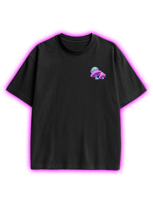 Mushroom Double Sided Print Washed TShirt