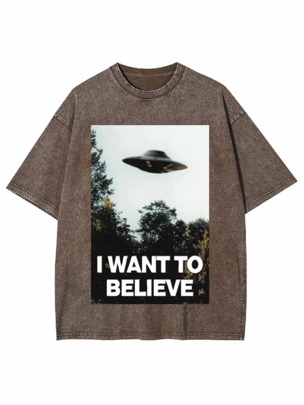 I WANT TO BELIEVE WASHED TSHIRT