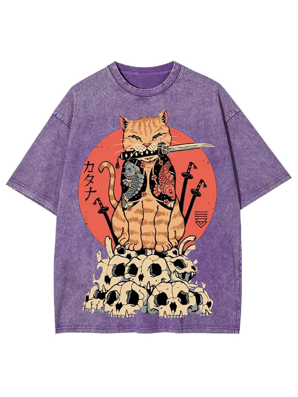 Samurai Cat Washed Tshirt