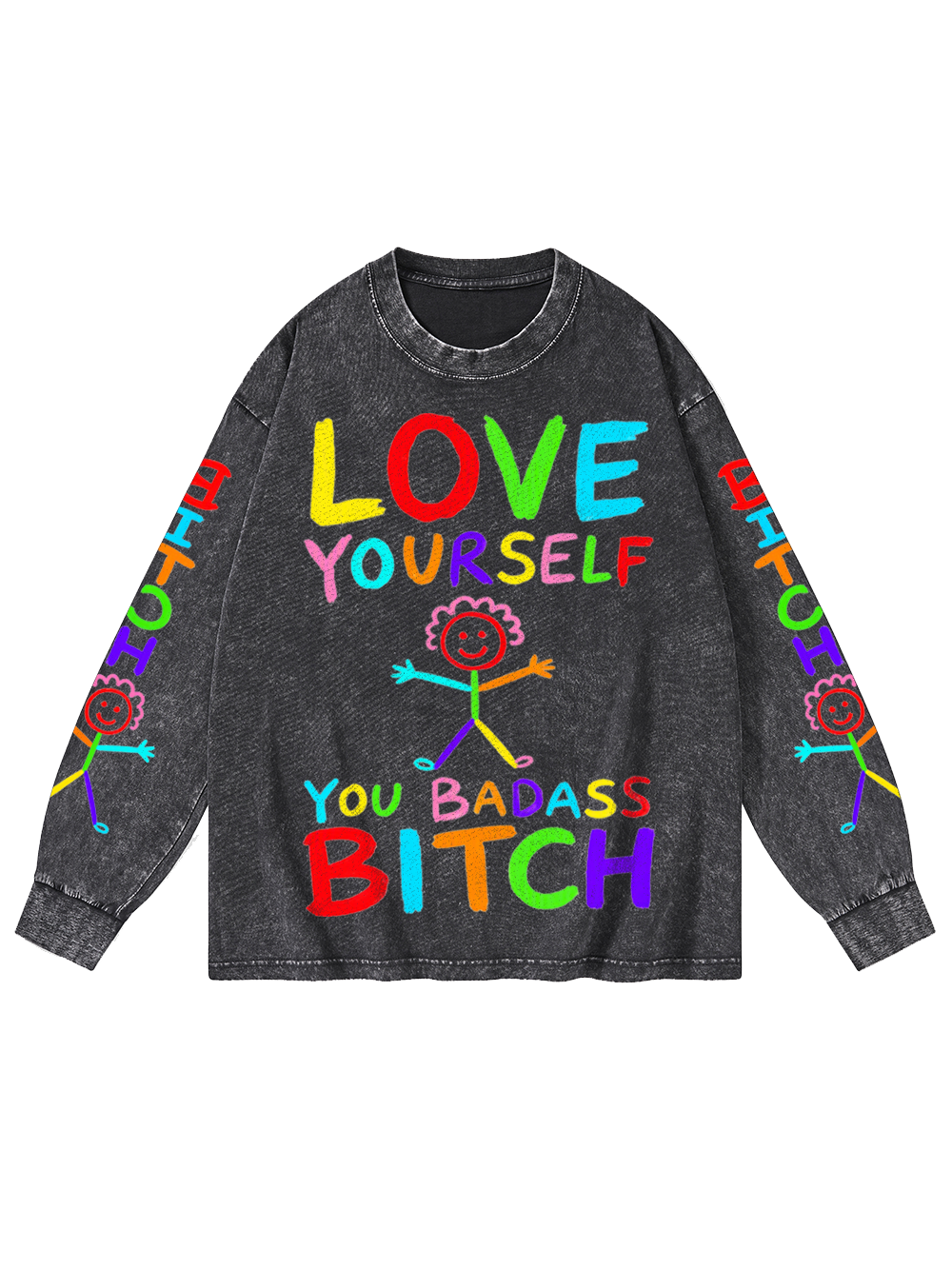 BRIGHT REBEL WASHED LONG-SLEEVE GRAPHIC TSHIRT