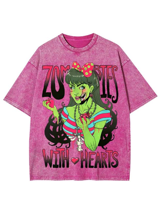 Zombies With Hearts Washed Tshirt