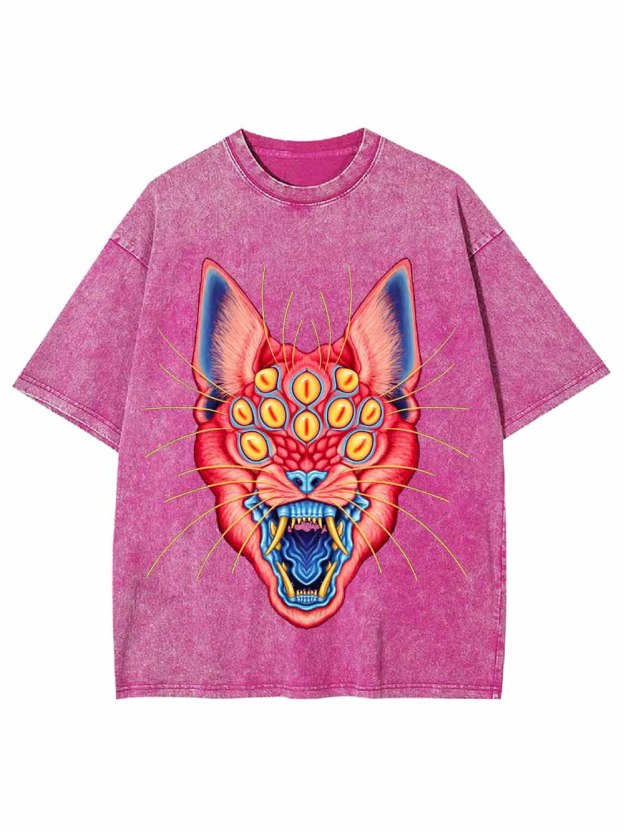 MULTI EYED PANTHER WASHED TSHIRT