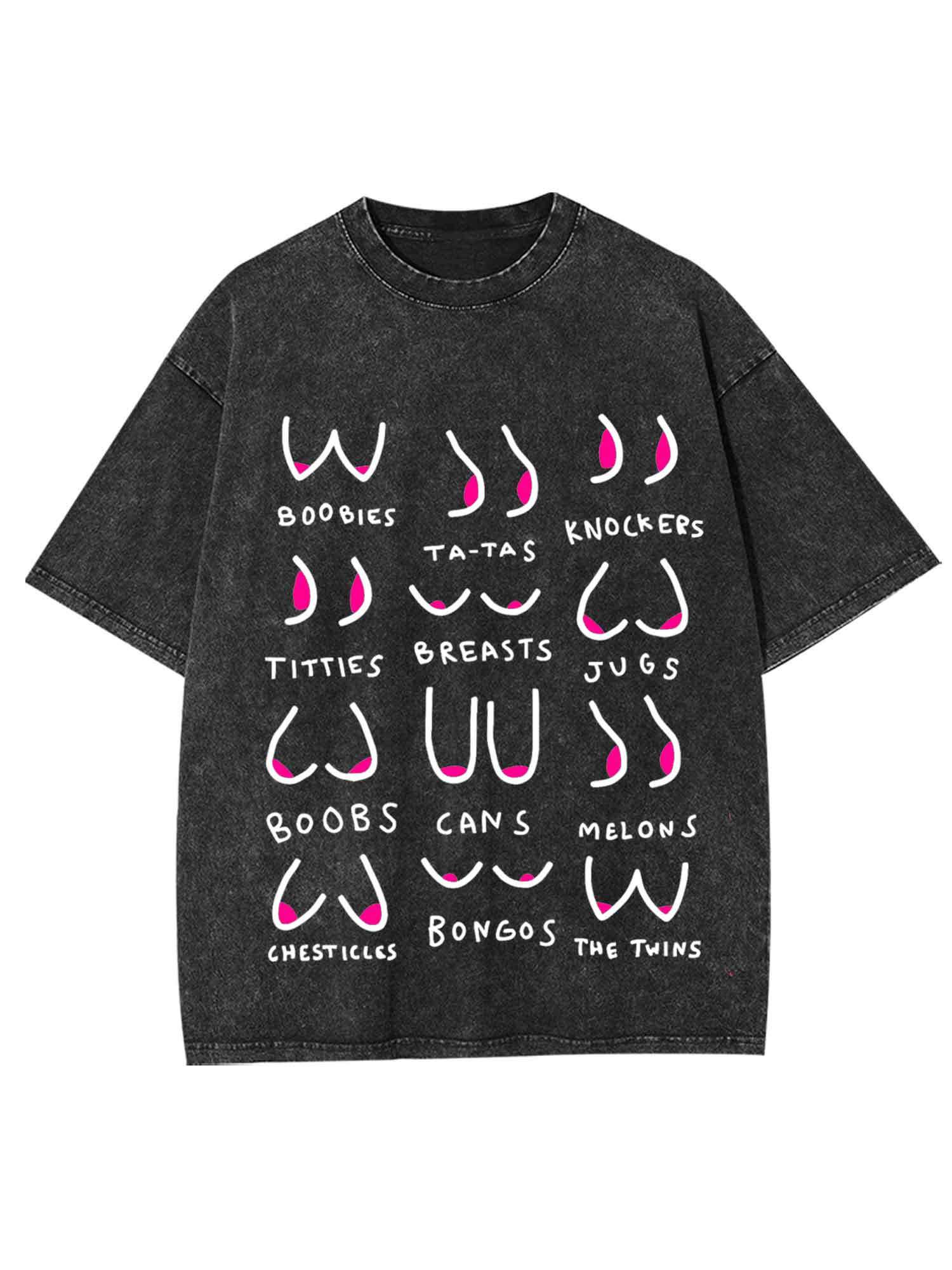 Breasts Slang Washed Tshirt-ClassyOutlaw Sale