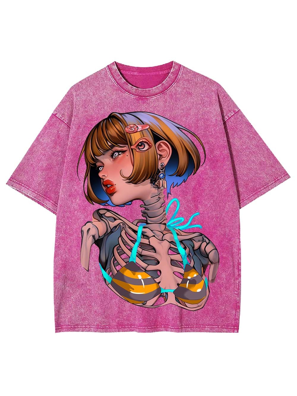 Skeleton in Stripes Washed Tshirt