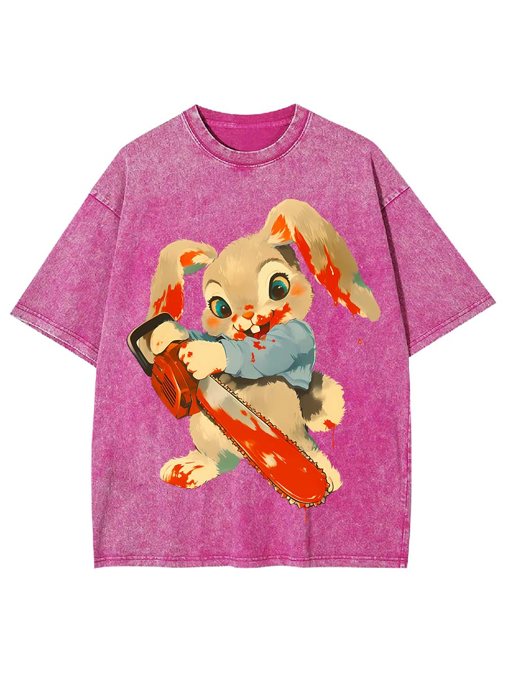 Bloody Bunny with Chainsaw Washed Tshirt